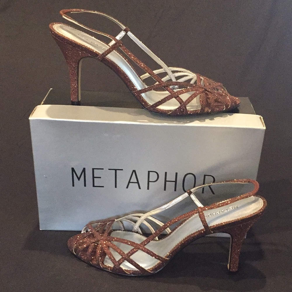 Metaphor Copper Glitter Strappy Sandal